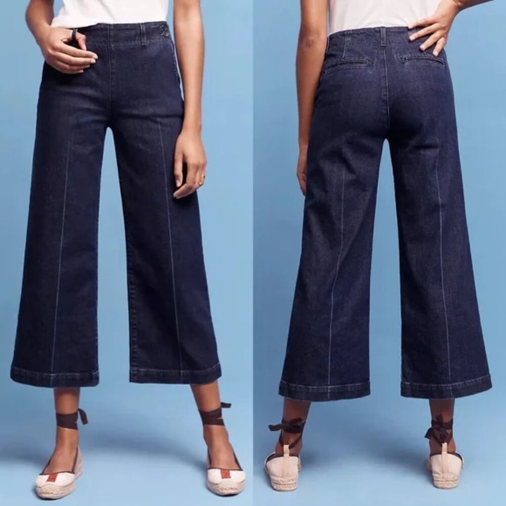 Ag Adriano Goldschmied The Juliette Nautical Wide Leg Crop Trouser Jeans Size 28